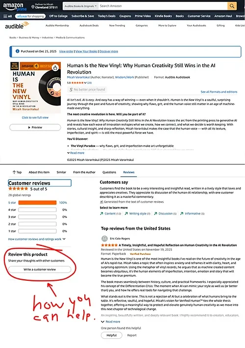 Amazon reader reviews for Human Is the New Vinyl